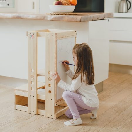 Πύργος Εκμάθησης με Λευκοπίνακα Φυσικό χρώμα ξύλου 40Χ50Χ80 MAV0003