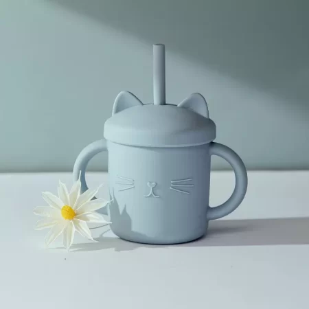 Ποτήρι Σιλικόνης με καλαμάκι (γαλάζιο)