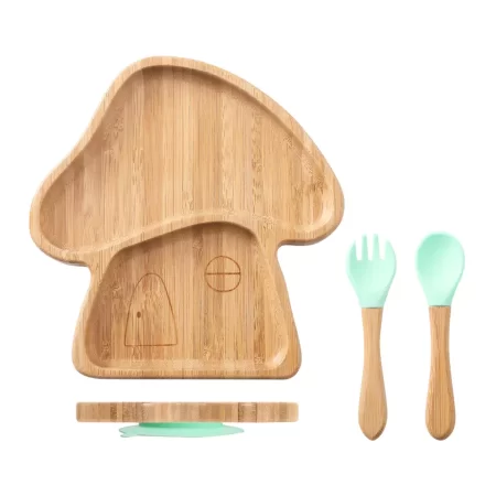 FreeOn Bamboo Πιάτο Mushroom με κουτάλι & πιρούνι (mint)
