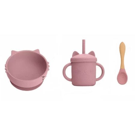 Σετ Φαγητού Μπολ, Κουτάλι & Ποτήρι (leather powder)
