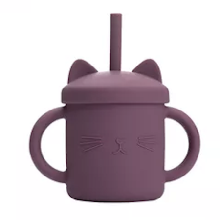 Ποτήρι Σιλικόνης με καλαμάκι (μωβ)