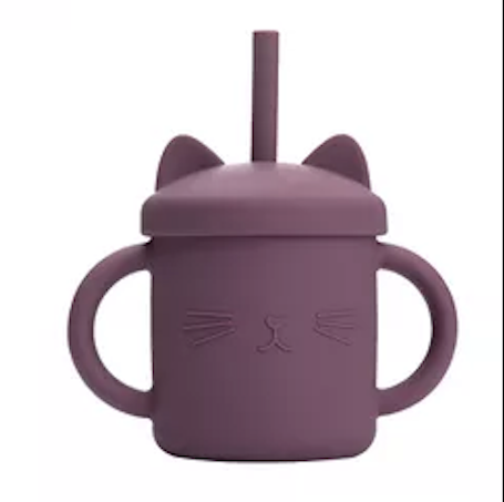 Ποτήρι Σιλικόνης με καλαμάκι (μωβ)