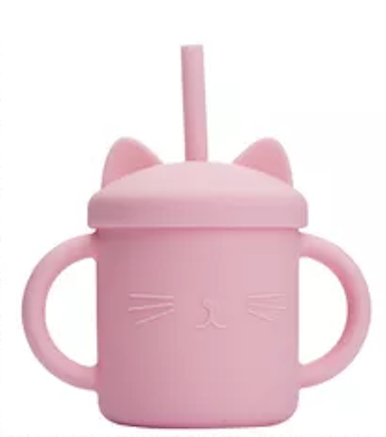 Ποτήρι Σιλικόνης με καλαμάκι (ροζ)