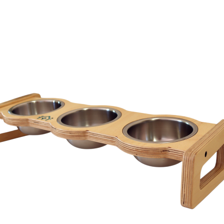 Ξύλινη βάση ταΐσματος για γάτες και μικρόσωμους σκύλους 3 x 350ml